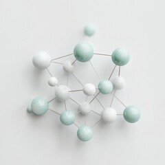 Obraz premium Minimal square overhead hydrogen molecule ball stick model mint teal