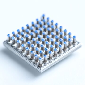 Studio macro neural electrode array MEA steel pins blue tips white