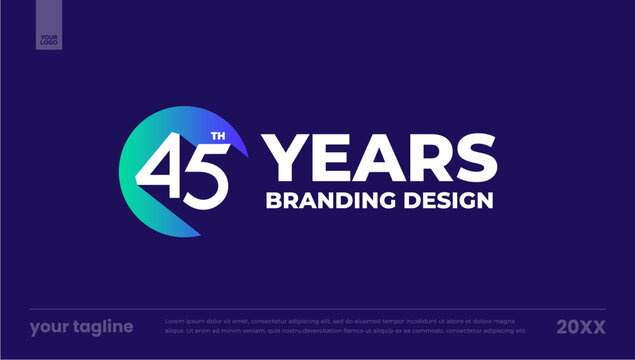 45 years branding design circle logo mark banner template