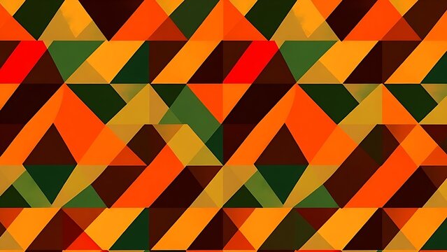 Abstract pattern of interlocking geometric triangles in Zulu colors, textile-like surface, cultural motif.