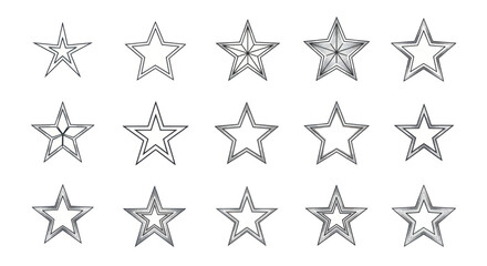 Fototapeta premium Collection of diverse star shapes and icons
