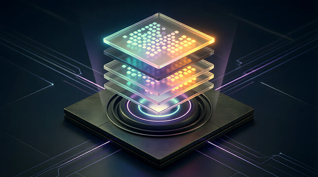 AI Tax Optimization Engine with Scenario Card Stack Isometric 3D Visualization for Enterprise Tax Planning Technology