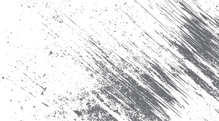 Obraz premium Distressed grey grunge texture with diagonal brush strokes and scattered speckles on white background