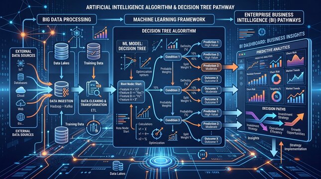 Artificial Intelligence Algorithm & Decision Tree: Conceptual Visualization of Machine Learning, Big Data Processing
