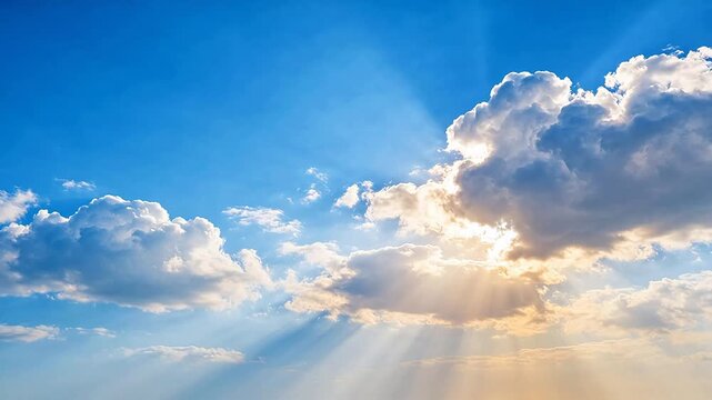 Sunlight through clouds in blue sky