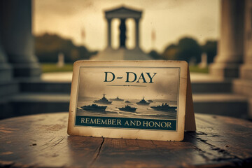 Fototapeta premium Banner poster postcard Normandy landing Allied troops France D Day Remember and Honor AI Generative