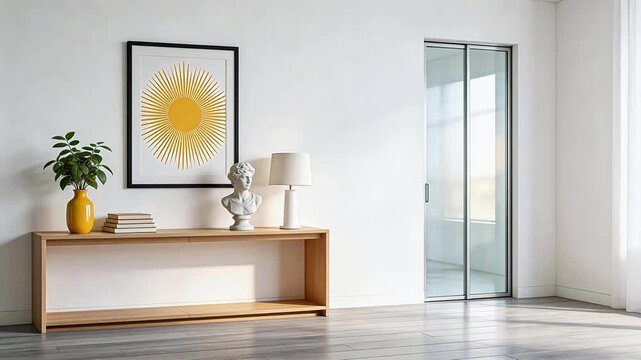 Modern interior console with decor