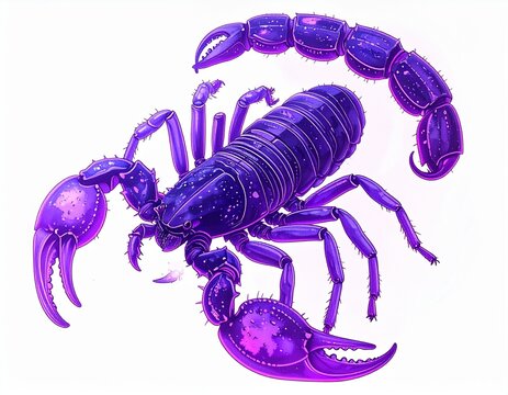 Vibrant Purple Scorpion Isolated on White Background.
