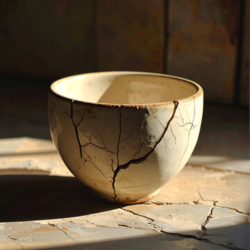 A ceramic bowl repaired with the traditional Japanese art of Kintsugi.