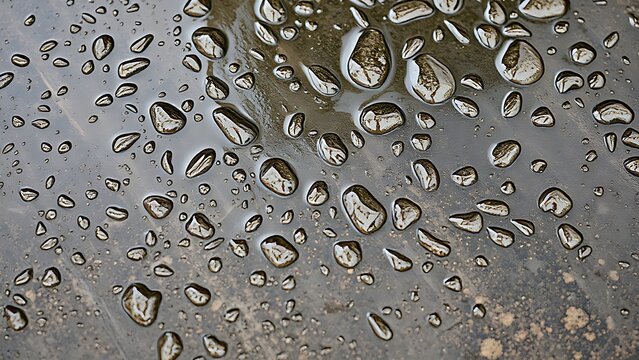 Raindrops washing over a stone slab with fading marks, symbolizing natural cleansing and renewal.