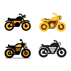 Obraz premium Collection of four different motorcycle designs in various colors and styles side view motorbike icons