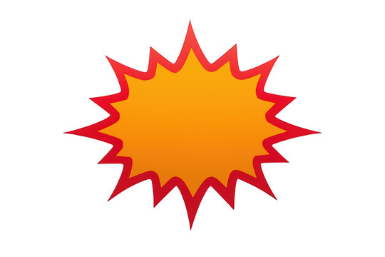 Exploding orange and red starburst sticker creating a dynamic pop art comic speech bubble for sales and alerts