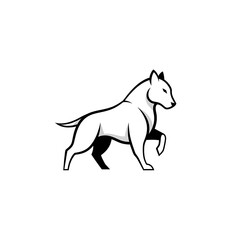 Fototapeta premium Stylized black and white graphic illustration of a strong dog lifting its front paw