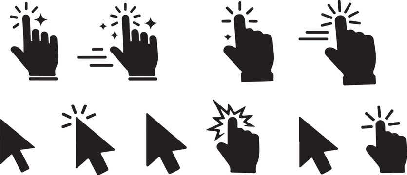 Mouse Click Icon Set Cursor Pointer Click Action Vector Illustration
