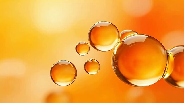 Floating golden liquid bubbles