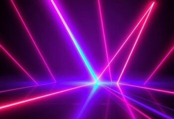 Fototapeta premium Vibrant display of colorful laser beams radiating from a central point in a dark space