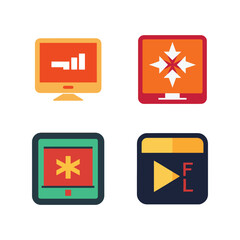 Obraz premium Colorful computer and file icons for graphic design and user interface elements various symbols and graphics