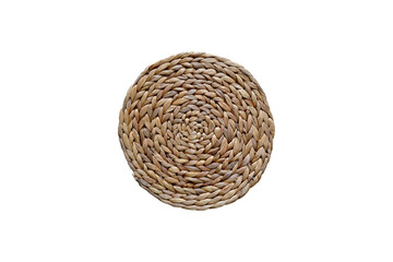 Obraz premium Round Woven Placemat Natural Straw Mat Top View Isolated on Transparent Background PNG