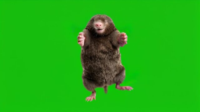 mole dancing on a green screen background for vfx projects