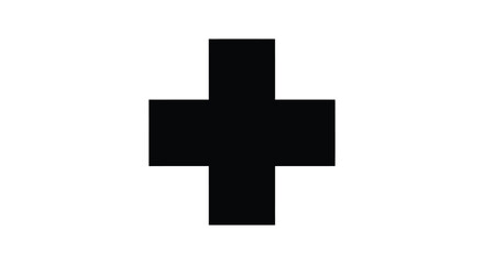 Obraz premium A stark black cross shape dominates a simple white background silhouette