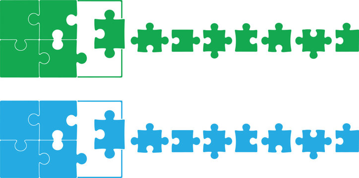 Puzzle Piece Connection Set Teamwork Solution Concept Vector Illustration