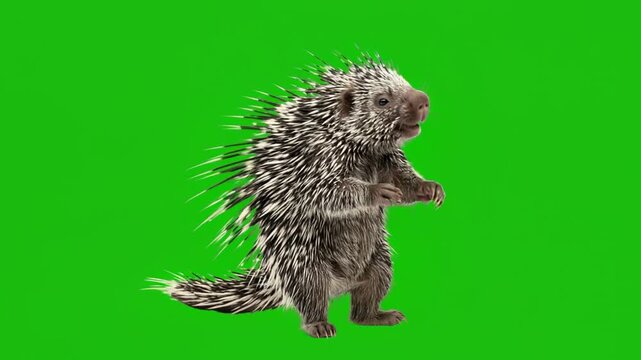 porcupine on a green screen background for vfx projects