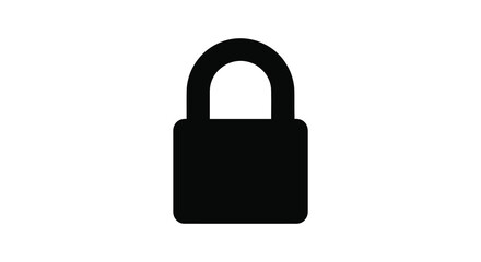 A stark black padlock graphic stands out against a white background silhouette © Kuntol02