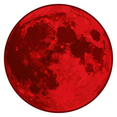 Vibrant Red Moon Illustration - Celestial Body with Detailed Surface Texture © albab
