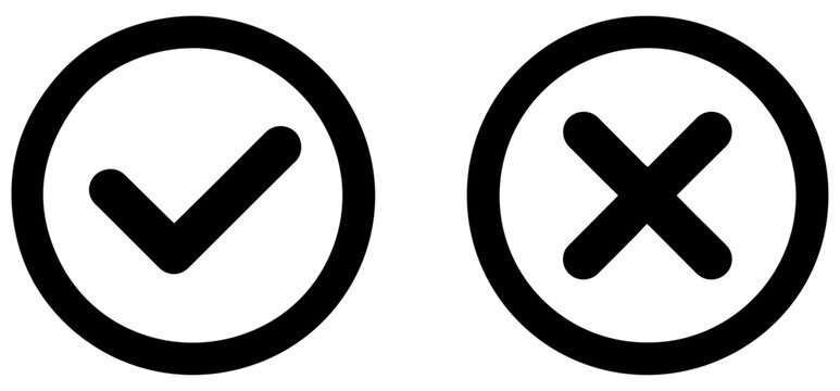 check mark cross checkbox icon set