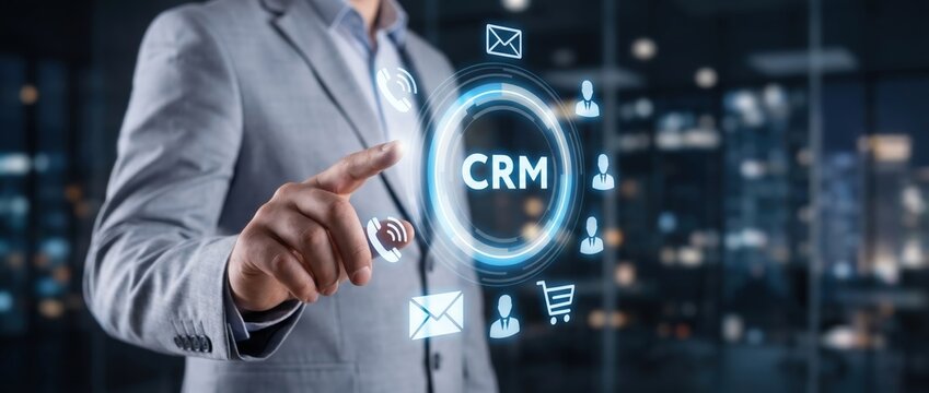 Enhancing business efficiency with crm solutions in a modern office digital interaction professional environment dynamic perspective technology integration