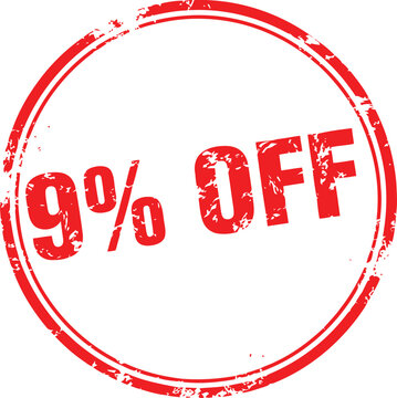 9 percent off stamp with discount percentage offering promotion reduction shopping commerce