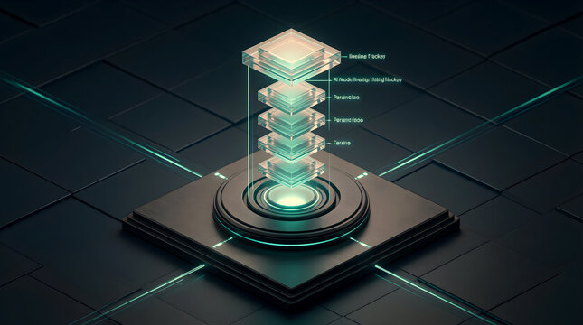AI Model Lineage Tracker with Version History Pillar Isometric 3D Visualization for Enterprise Model Lineage Technology