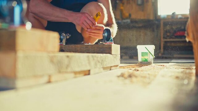 Man Doing A Carpentry Work - Close Up