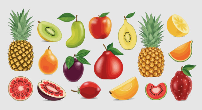 Variety of Fresh Fruit Types Displayed.