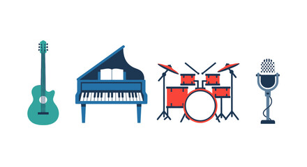 Naklejka premium Musical instruments for music performance.