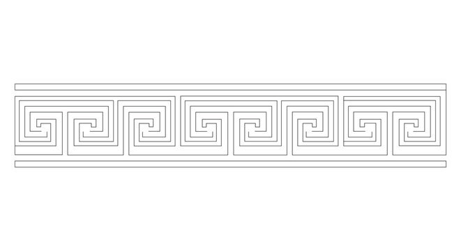 Ancient greek meander key border pattern drawn as clean geometric vector graphic for historical decorative designs