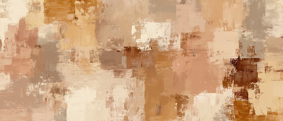 Fototapeta premium Neutral-toned abstract background with textured brush strokes in beige, brown, and cream, perfect for modern design, branding, or presentation backdrops.
