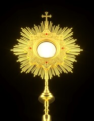 Fototapeta premium Jesus Christ in the monstrance. Sacrament of the Eucharist. Corpus Christi - 3D Illustration