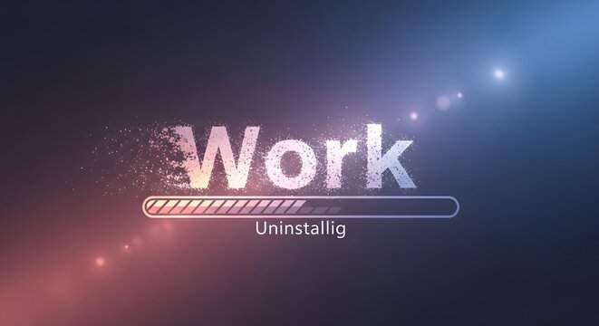 Work life balance concept with progress bar uninstalling work, quitting job and freedom idea