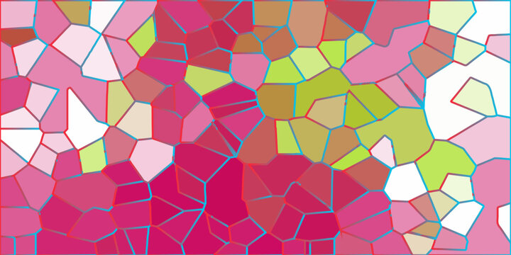 Abstract geometric mosaic broken tiles design stained seamless geometric retro pattern. Voronoi diagram broken glass quartz crystal geometric retro tiles seamless pattern vintage background. 