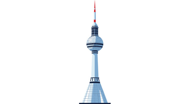 Detailed illustration of the iconic Berlin TV tower standing tall as a famous architectural landmark of Germany.