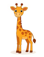 Obraz premium Cute Cartoon Giraffe Smiling Isolated.