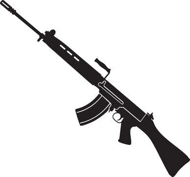 Assault rifle and military weapon vector illustration with guns rifle shotgun sniper pistol machine gun isolated on white background