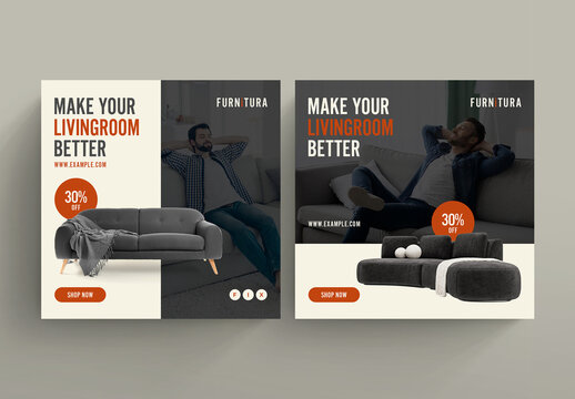 Furniture Sale Social Media Post Layout with Red Accents