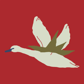 Stylized swan vector with a celestial star detail, drawn in a modern minimalist approach. Great for branding, fashion graphics, and calm aesthetic compositions.
