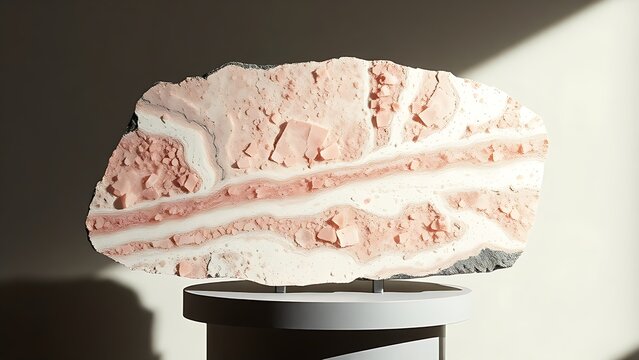 Polished slab of pegmatite rock showing intricate crystal patterns.