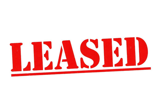 Red leased stamp on a plain surface isolated on transparent background