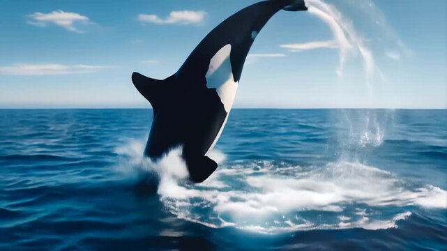 Orca whale breaching slow-motion cinematic ocean wildlife shot