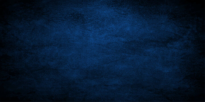 Dark blue grunge background with a textured vintage wall pattern featuring rough purple paint and old paper material for a dirty canvas backdrop design