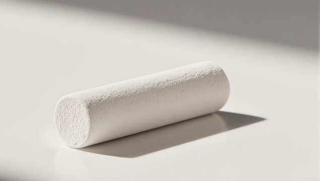 Minimalist White Chalk Stick on a White Surface with Shadow.